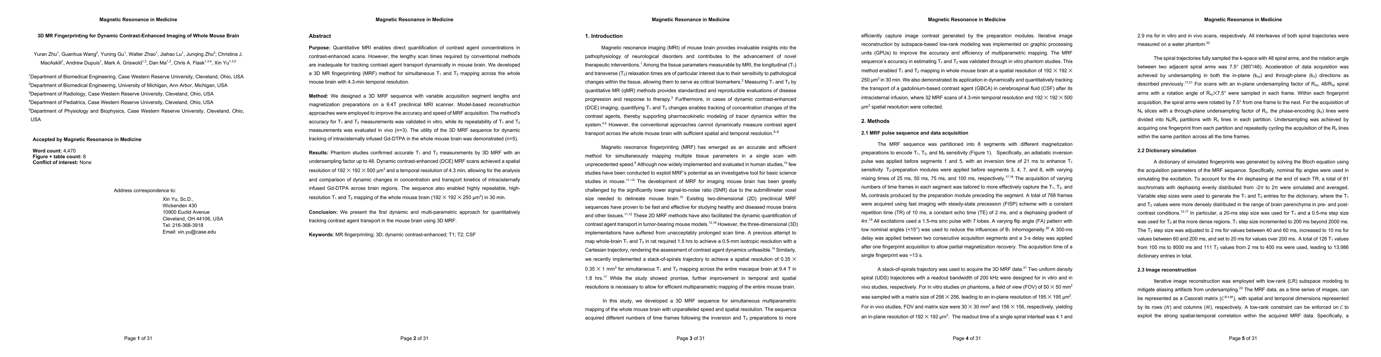Thumbnail for 3D MR Fingerprinting for Dynamic Contrast-Enhanced Imaging of Whole
  Mouse Brain