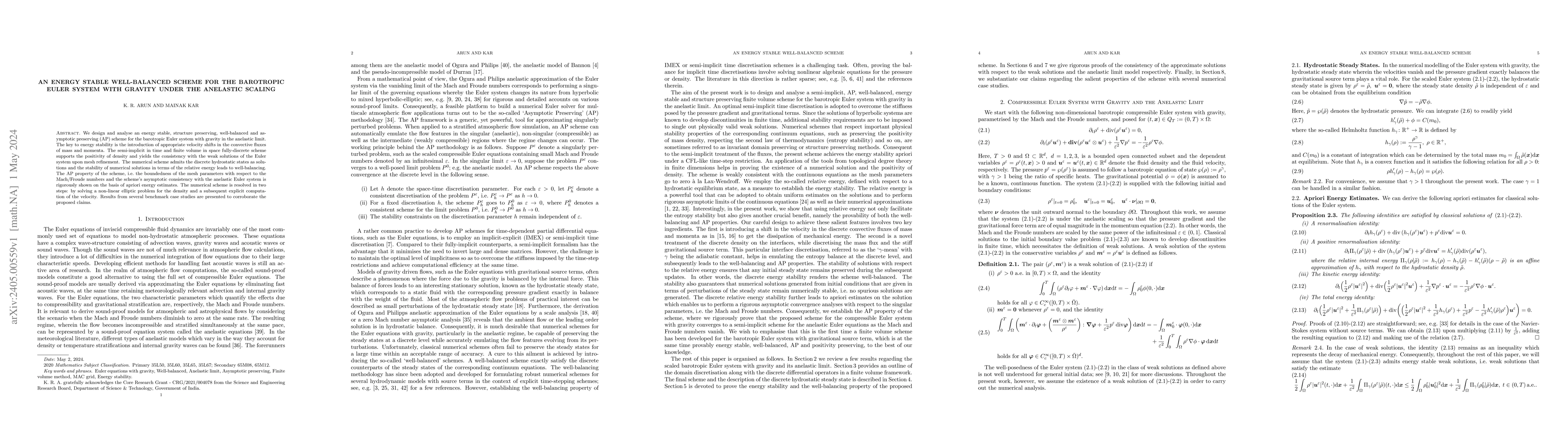 Thumbnail for An Energy Stable Well-balanced Scheme for the Barotropic Euler System
  with Gravity under the Anelastic Scaling