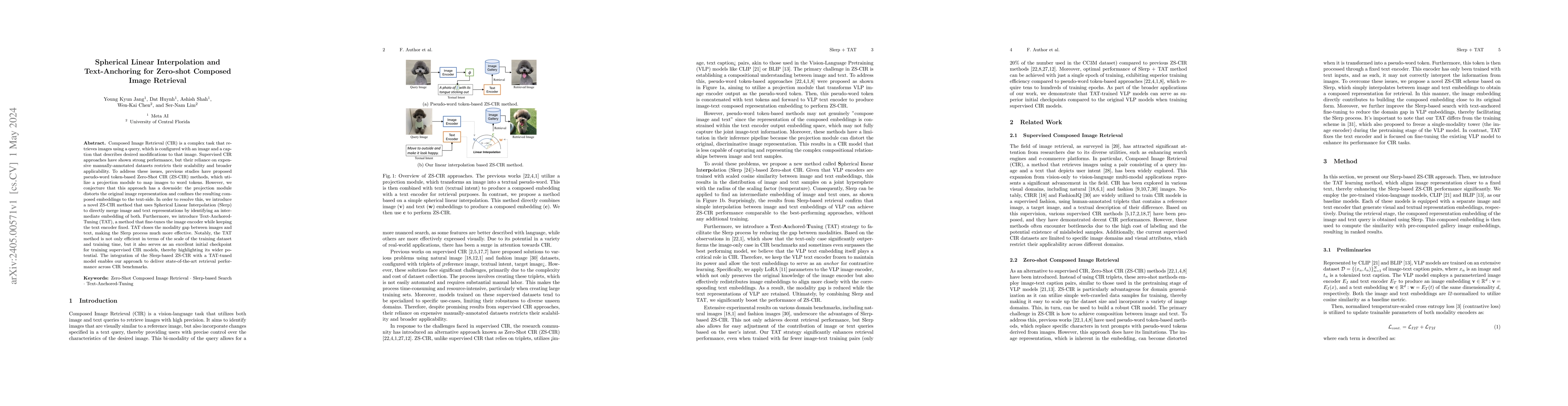Thumbnail for Spherical Linear Interpolation and Text-Anchoring for Zero-shot Composed
  Image Retrieval