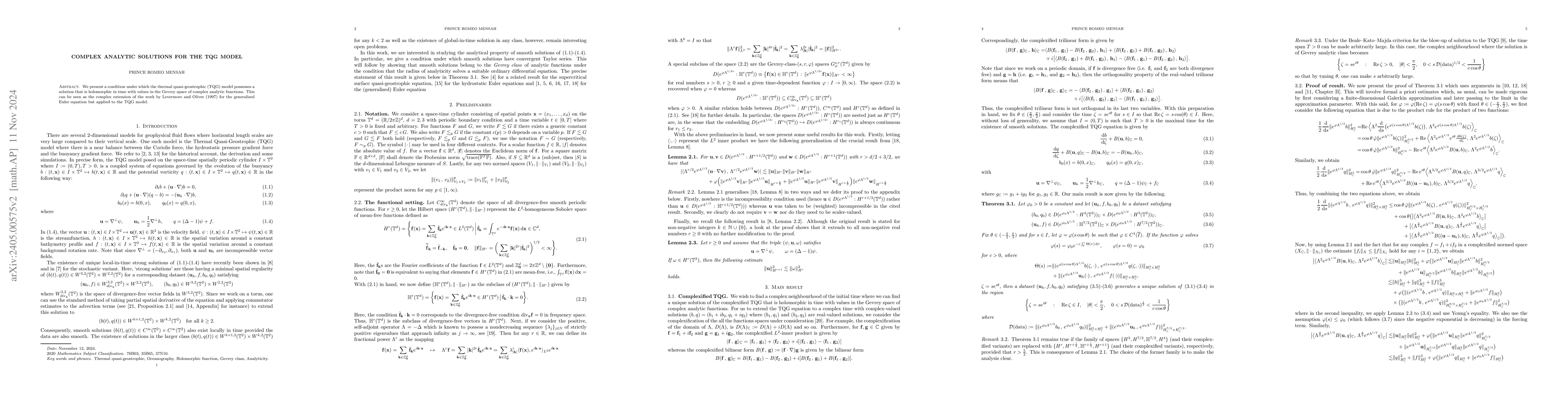 Thumbnail for Complex analytic solutions for the TQG model