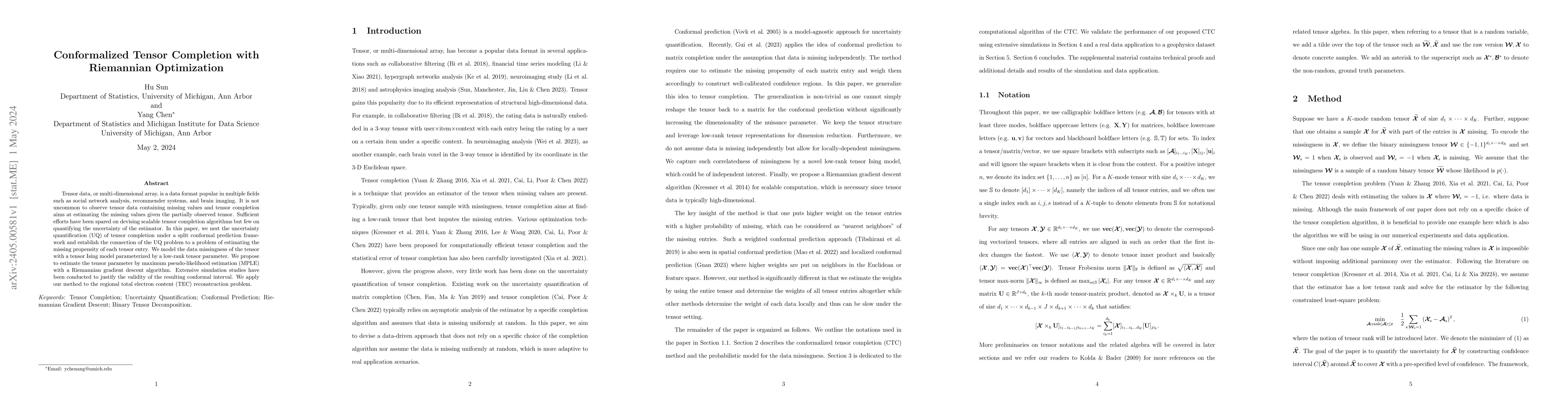 Thumbnail for Conformalized Tensor Completion with Riemannian Optimization