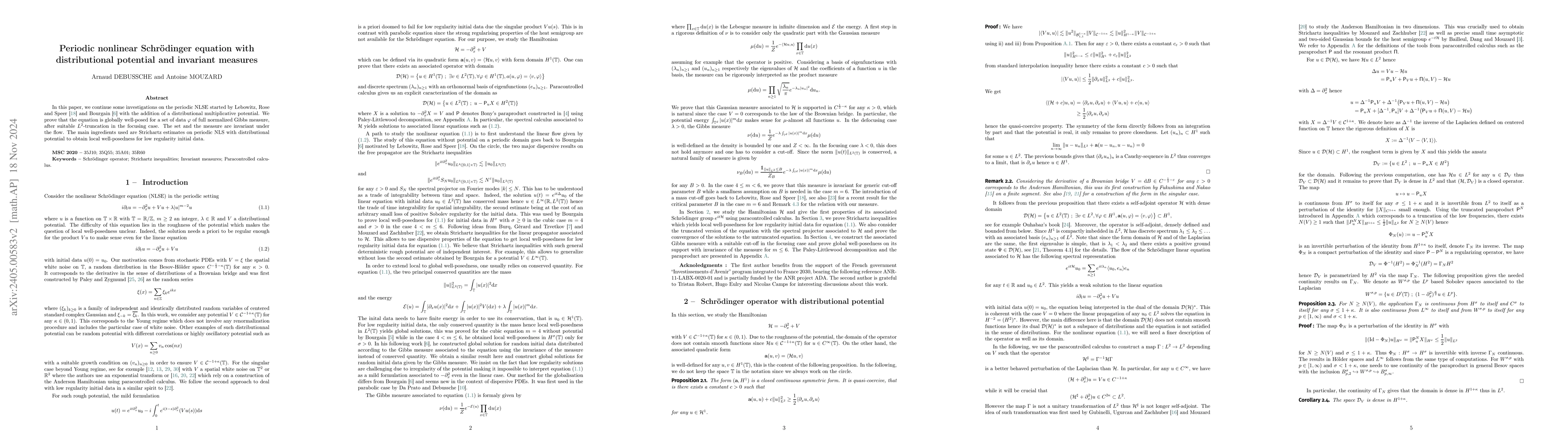 Thumbnail for Periodic nonlinear Schr\"odinger equation with distributional potential
  and invariant measures