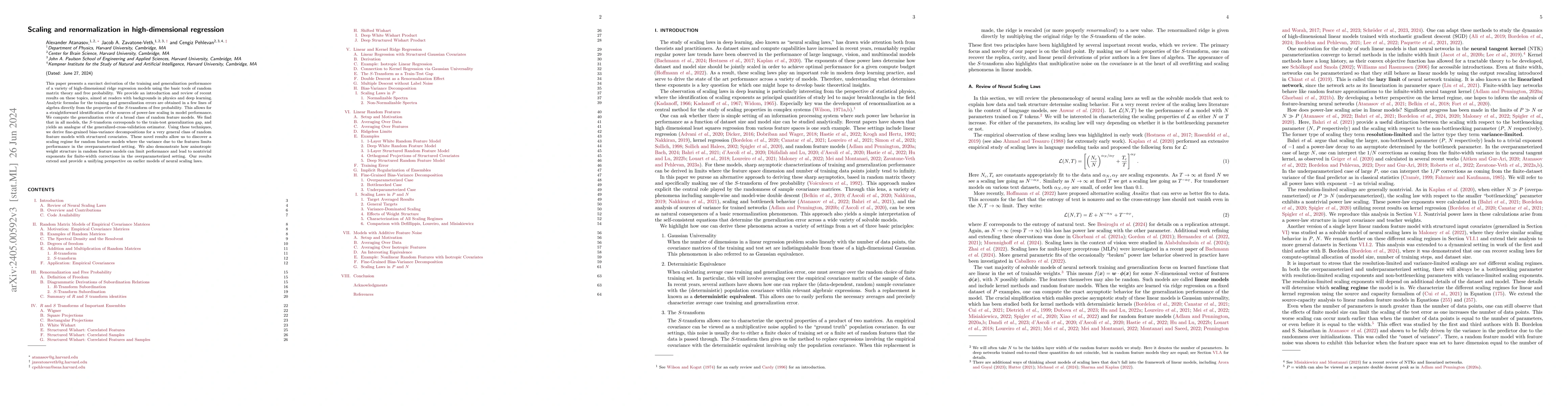 Thumbnail for Scaling and renormalization in high-dimensional regression