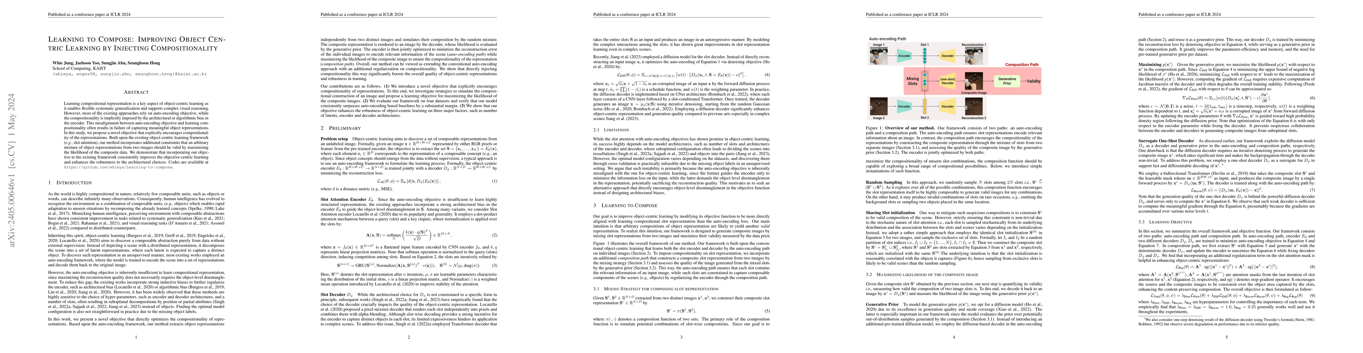 Thumbnail for Learning to Compose: Improving Object Centric Learning by Injecting
  Compositionality