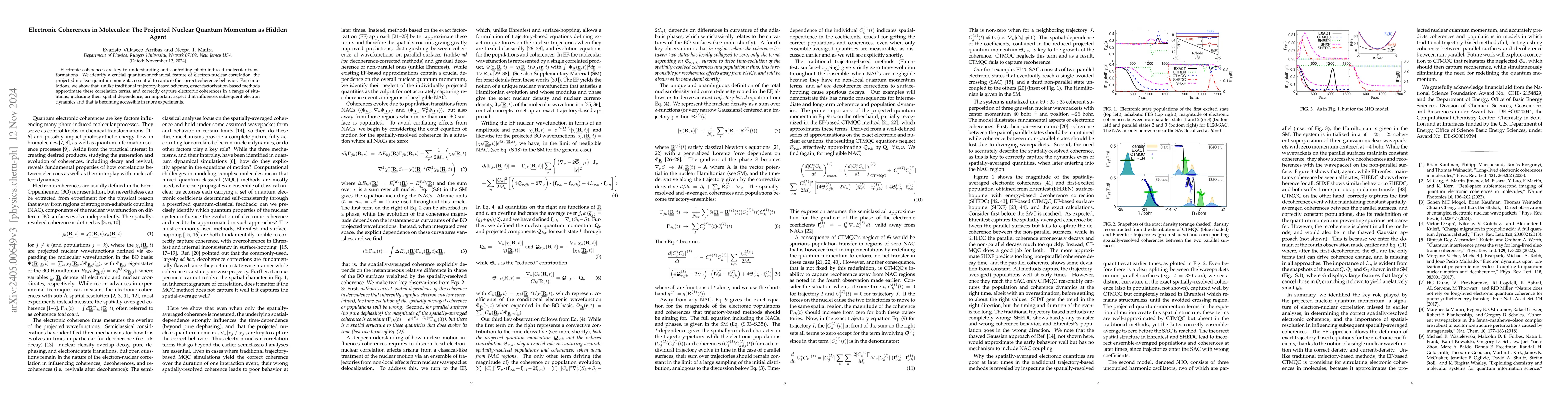 Thumbnail for Electronic Coherences in Molecules: The Projected Nuclear Quantum
  Momentum as a Hidden Agent