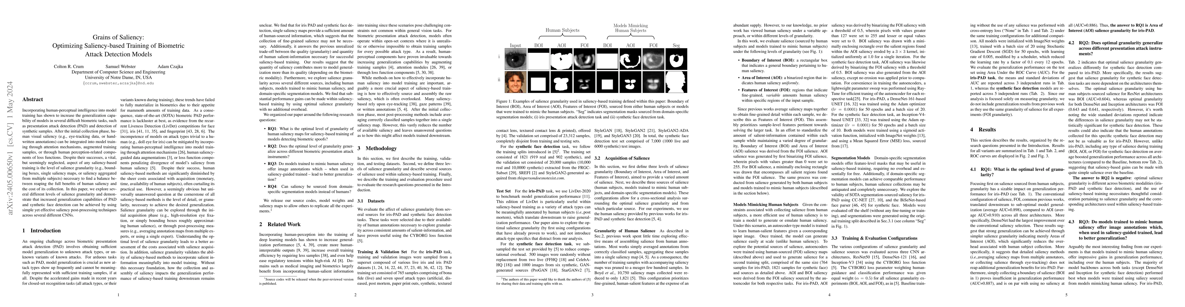 Thumbnail for Grains of Saliency: Optimizing Saliency-based Training of Biometric
  Attack Detection Models