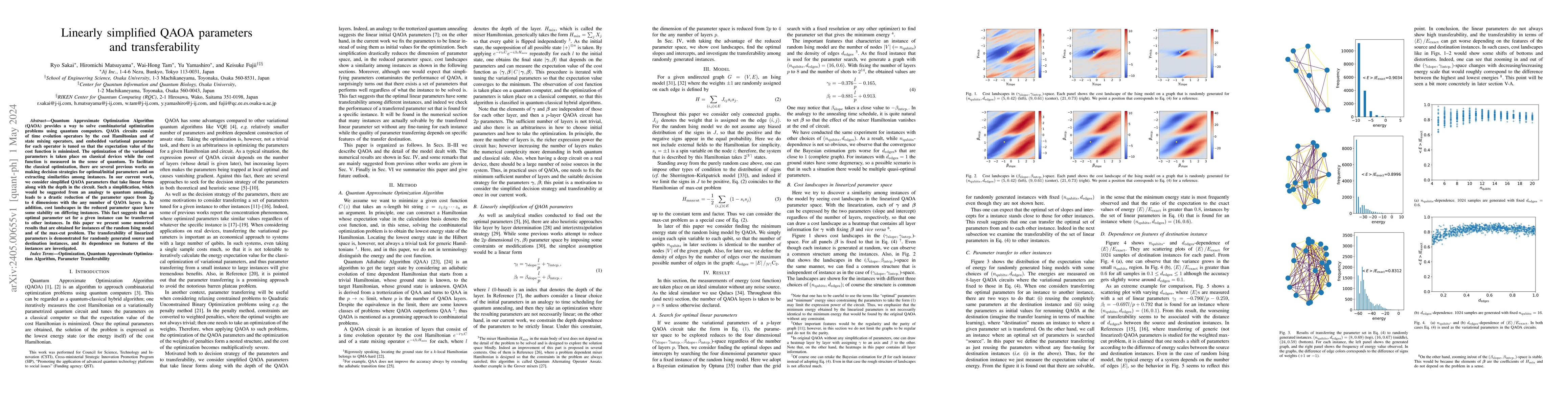 Thumbnail for Linearly simplified QAOA parameters and transferability