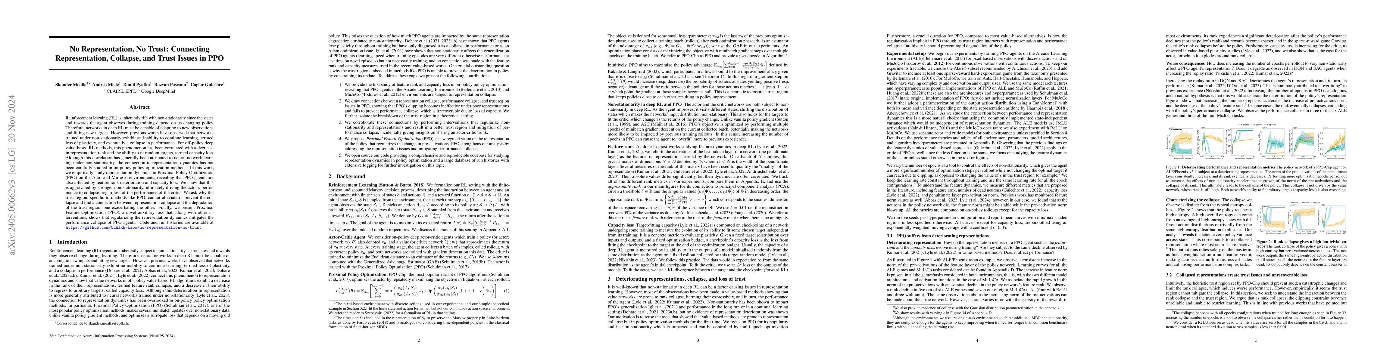 Thumbnail for No Representation, No Trust: Connecting Representation, Collapse, and
  Trust Issues in PPO