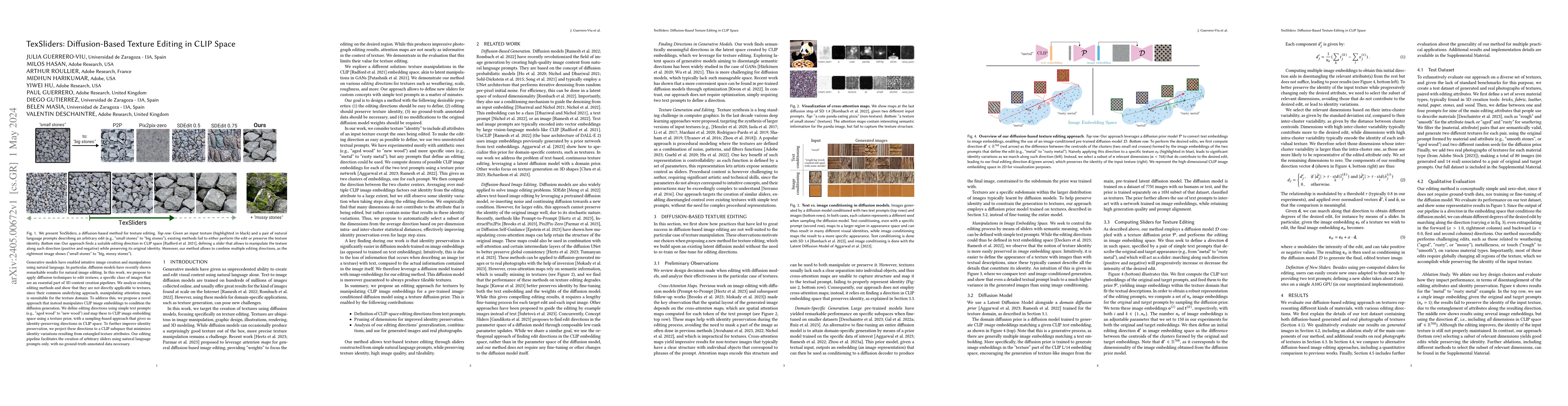 Thumbnail for TexSliders: Diffusion-Based Texture Editing in CLIP Space