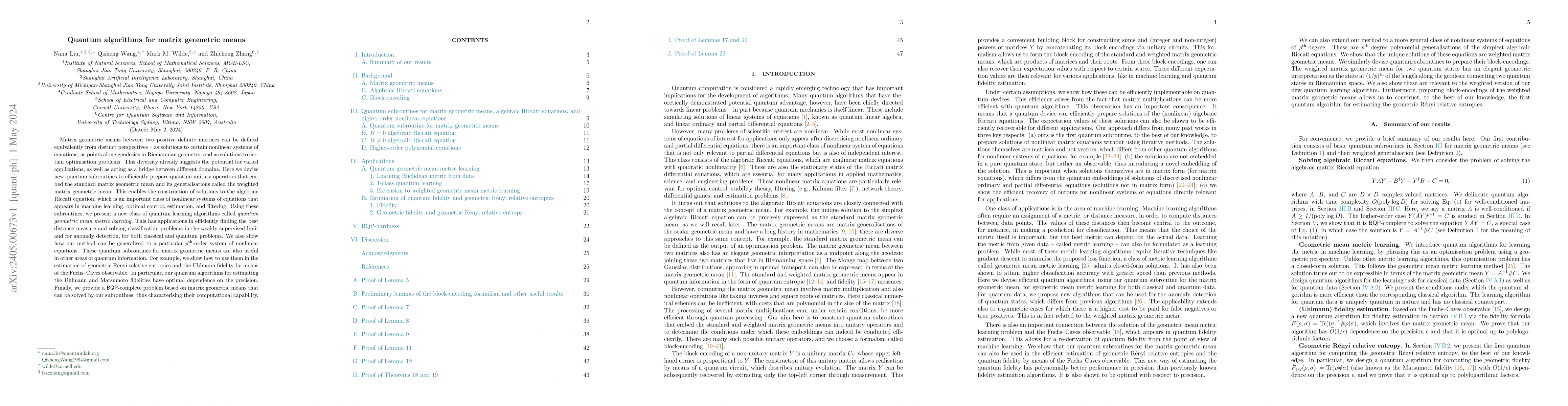 Thumbnail for Quantum algorithms for matrix geometric means