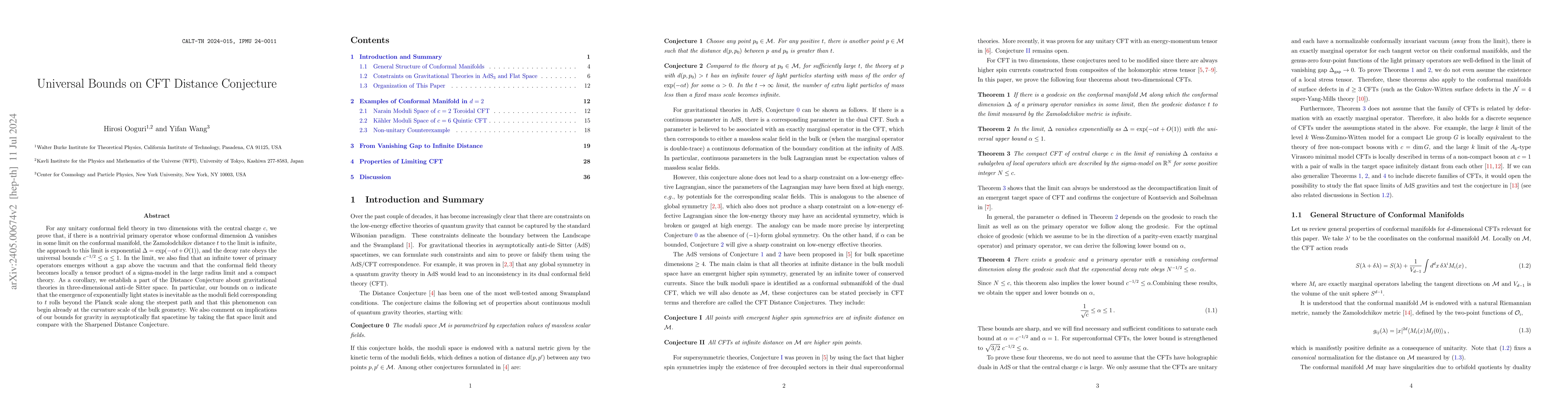 Thumbnail for Universal Bounds on CFT Distance Conjecture