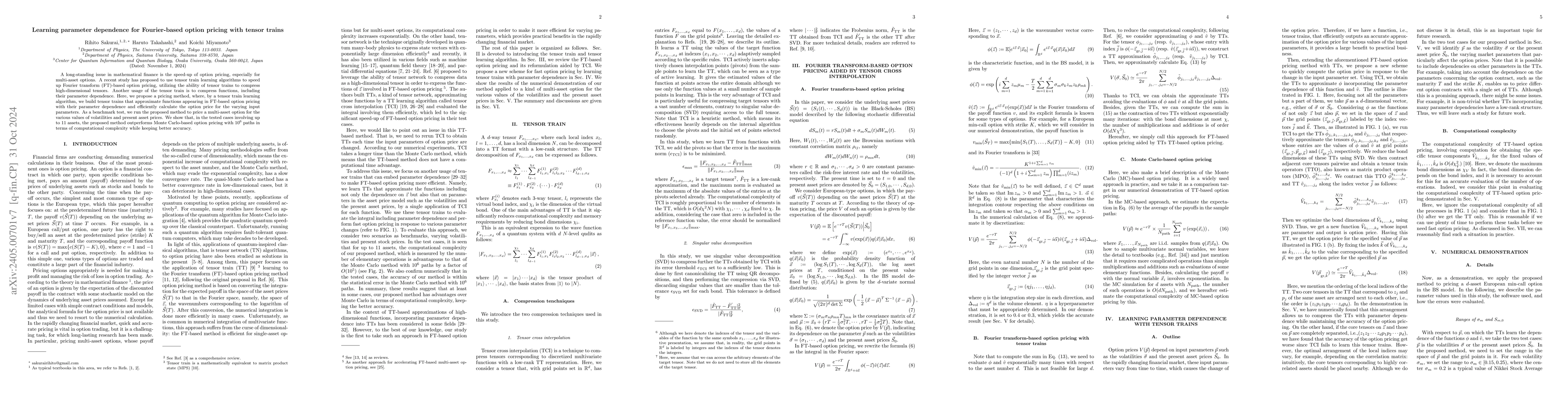 Thumbnail for Learning parameter dependence for Fourier-based option pricing with
  tensor trains