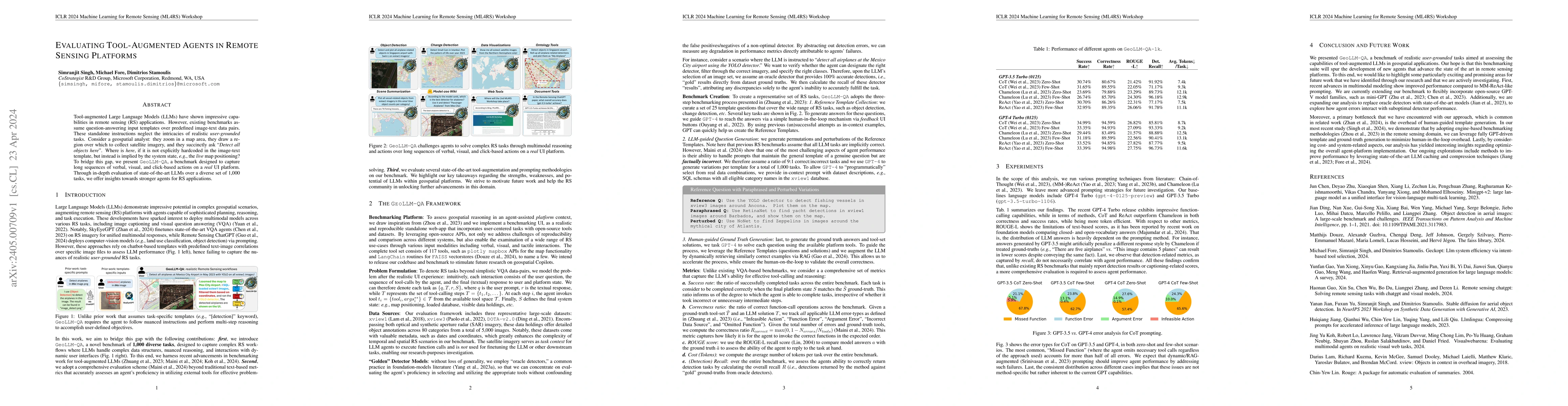 Thumbnail for Evaluating Tool-Augmented Agents in Remote Sensing Platforms