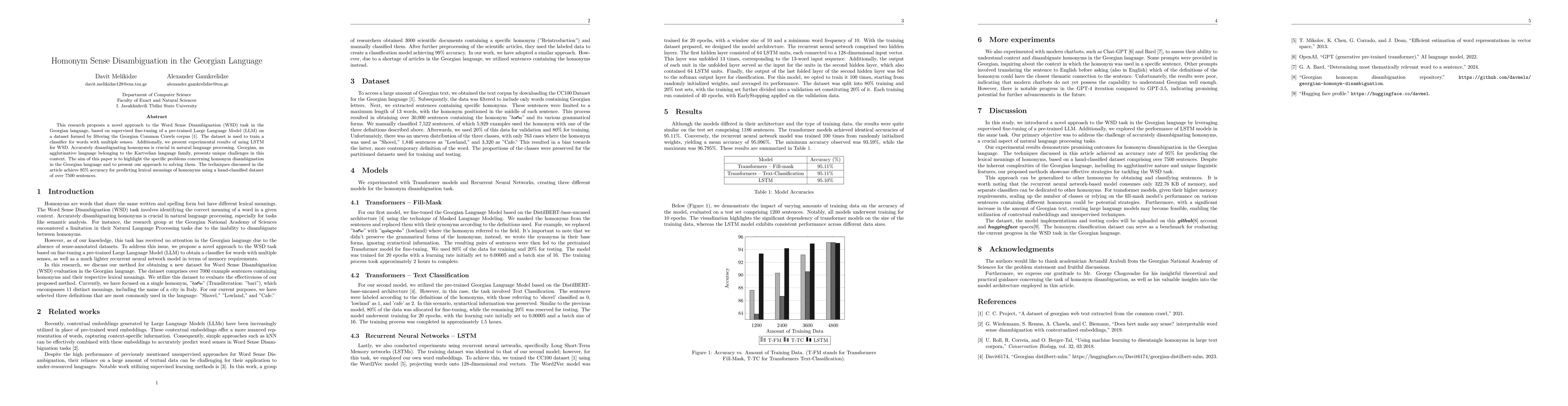 Thumbnail for Homonym Sense Disambiguation in the Georgian Language