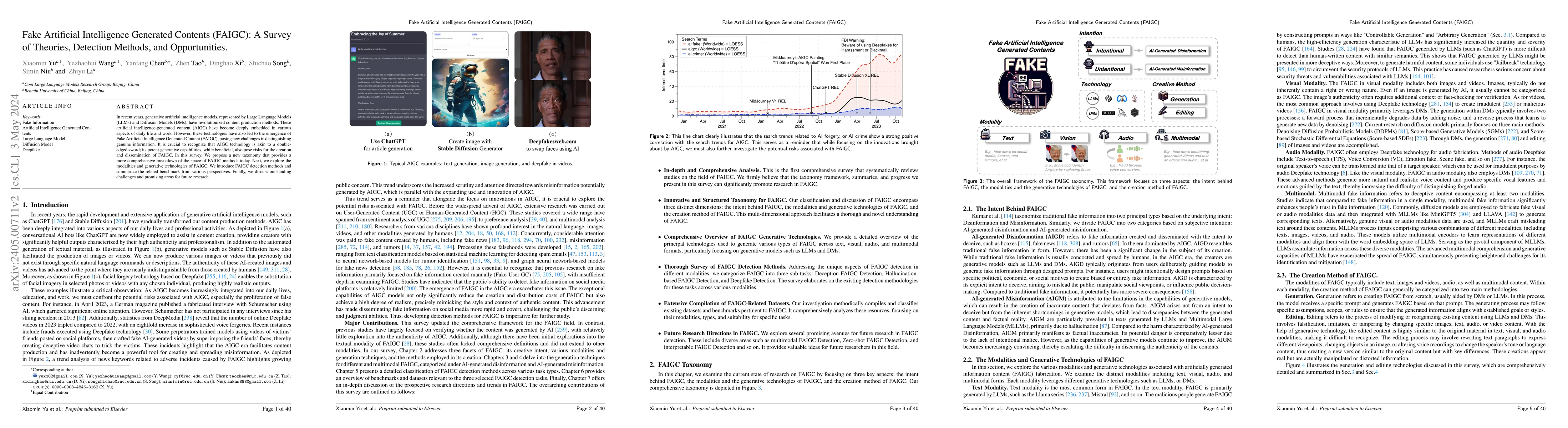 Thumbnail for Fake Artificial Intelligence Generated Contents (FAIGC): A Survey of
  Theories, Detection Methods, and Opportunities