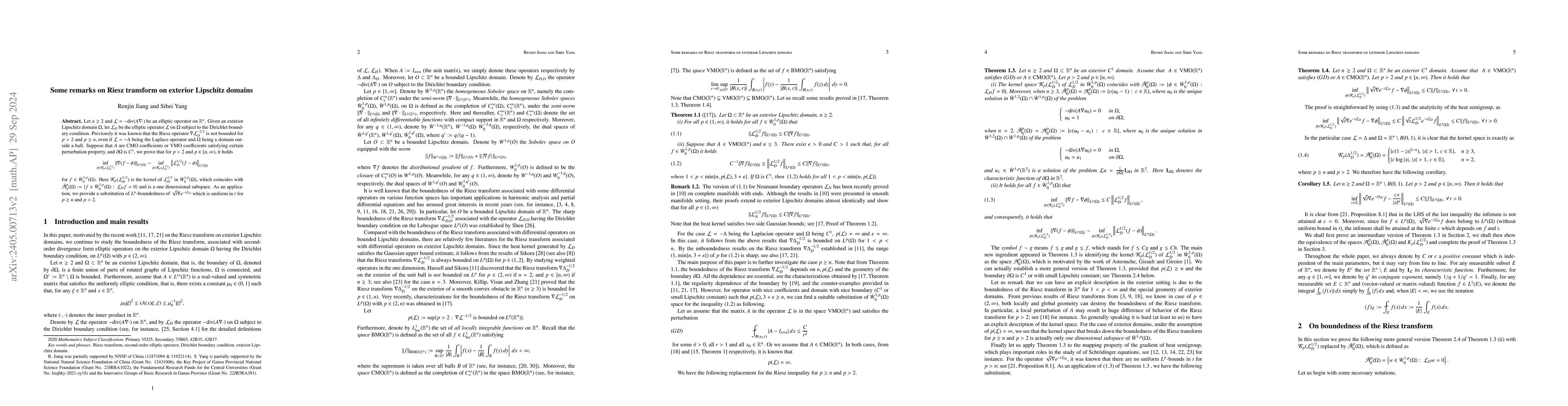 Thumbnail for Some inequalities related to Riesz transform on exterior Lipschitz
  domains