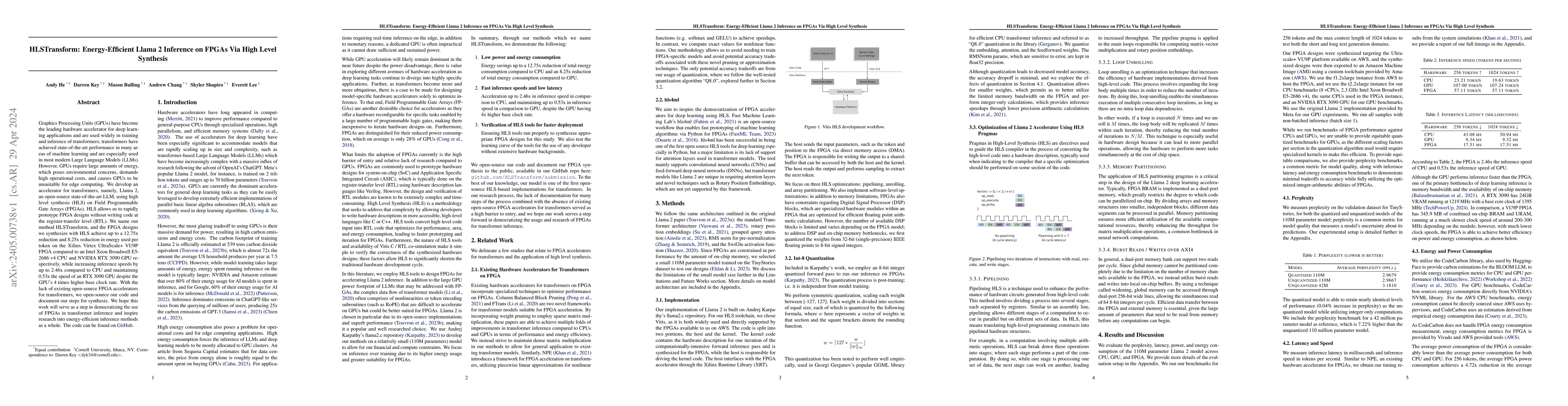 Thumbnail for HLSTransform: Energy-Efficient Llama 2 Inference on FPGAs Via High Level
  Synthesis