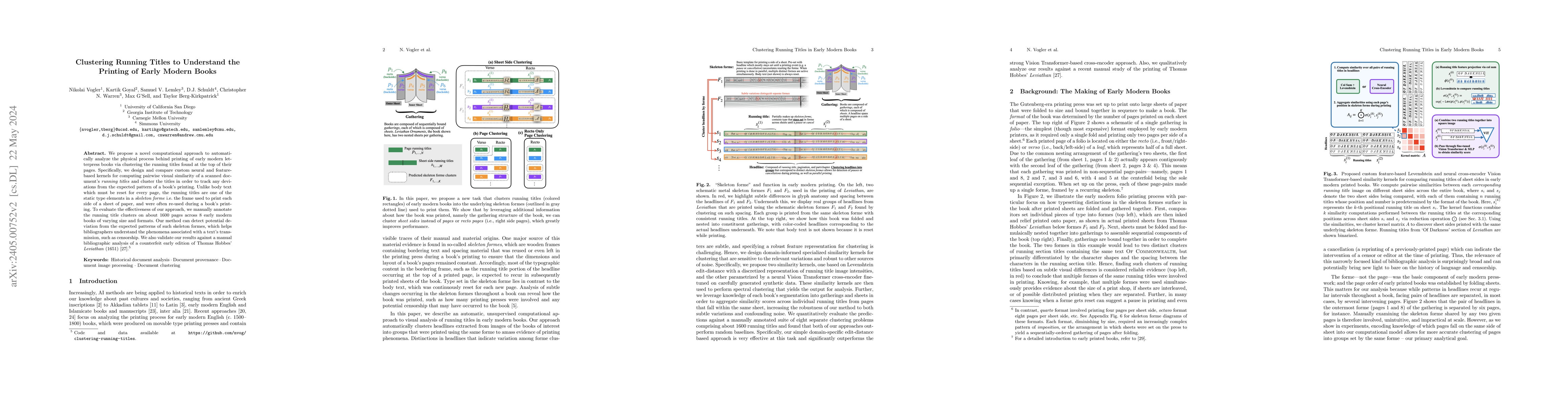 Thumbnail for Clustering Running Titles to Understand the Printing of Early Modern
  Books