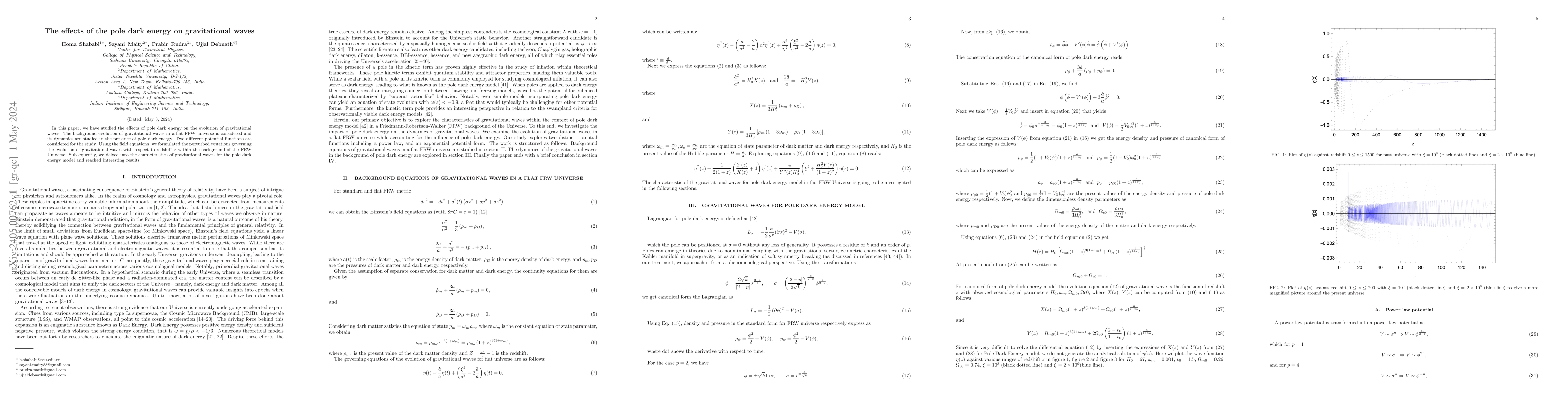 Thumbnail for The effects of the pole dark energy on gravitational waves