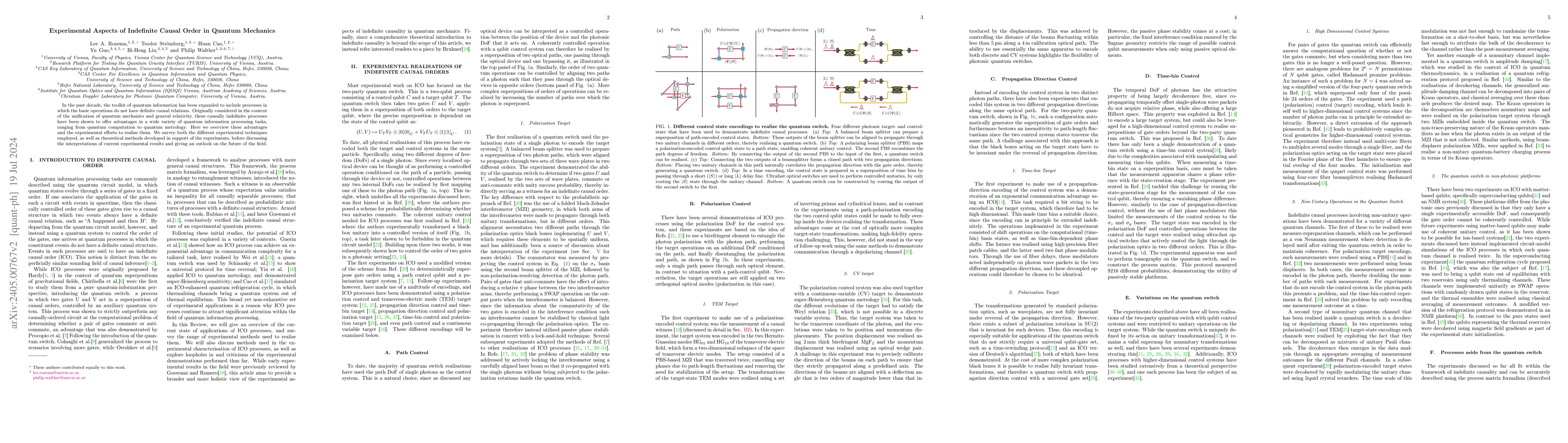 Thumbnail for Experimental Aspects of Indefinite Causal Order in Quantum Mechanics
