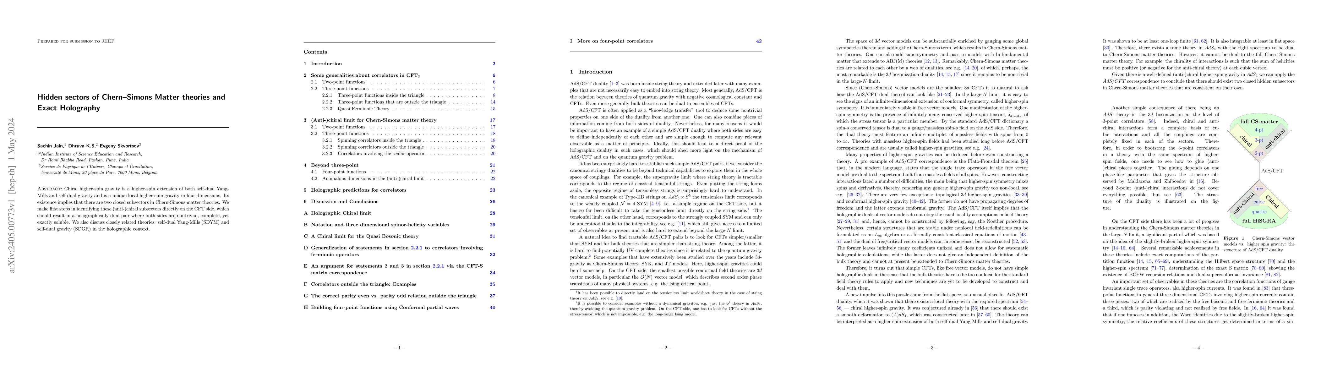 Thumbnail for Hidden sectors of Chern-Simons Matter theories and Exact Holography