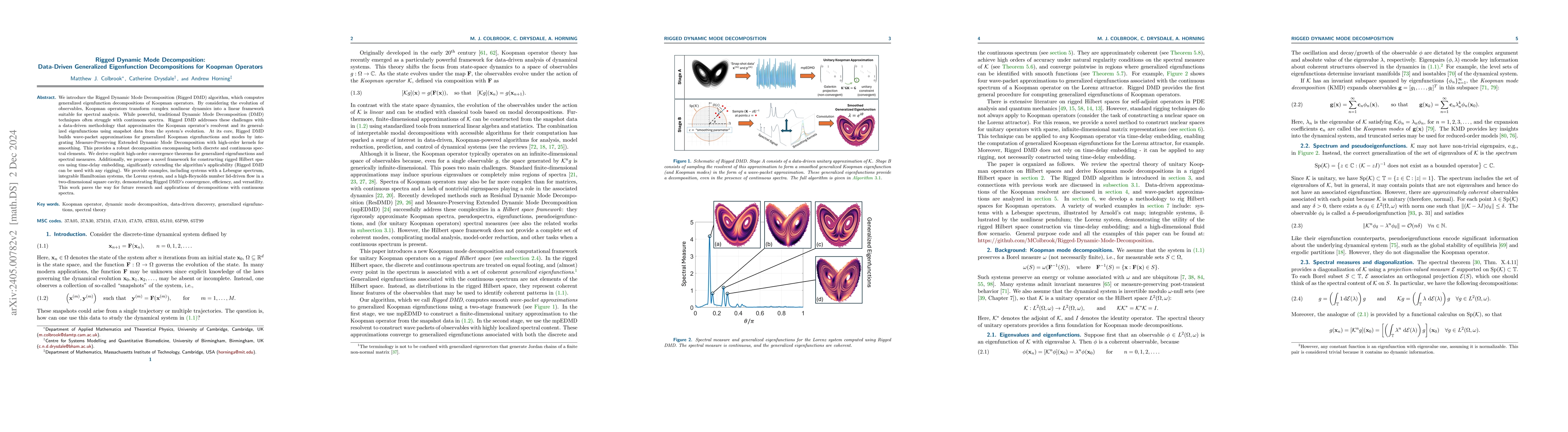 Thumbnail for Rigged Dynamic Mode Decomposition: Data-Driven Generalized Eigenfunction
  Decompositions for Koopman Operators