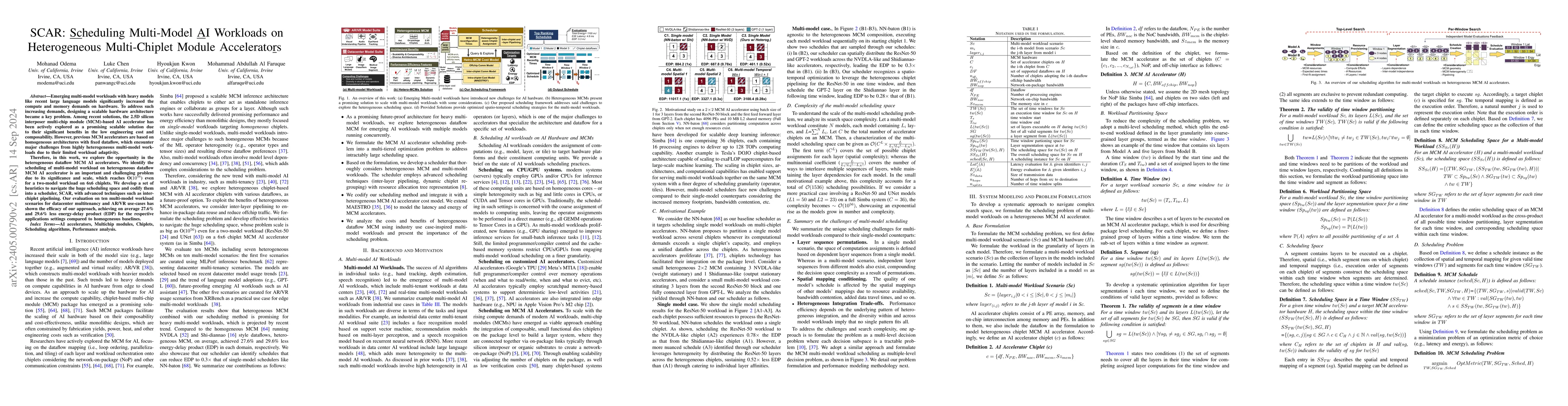 Thumbnail for SCAR: Scheduling Multi-Model AI Workloads on Heterogeneous Multi-Chiplet
  Module Accelerators