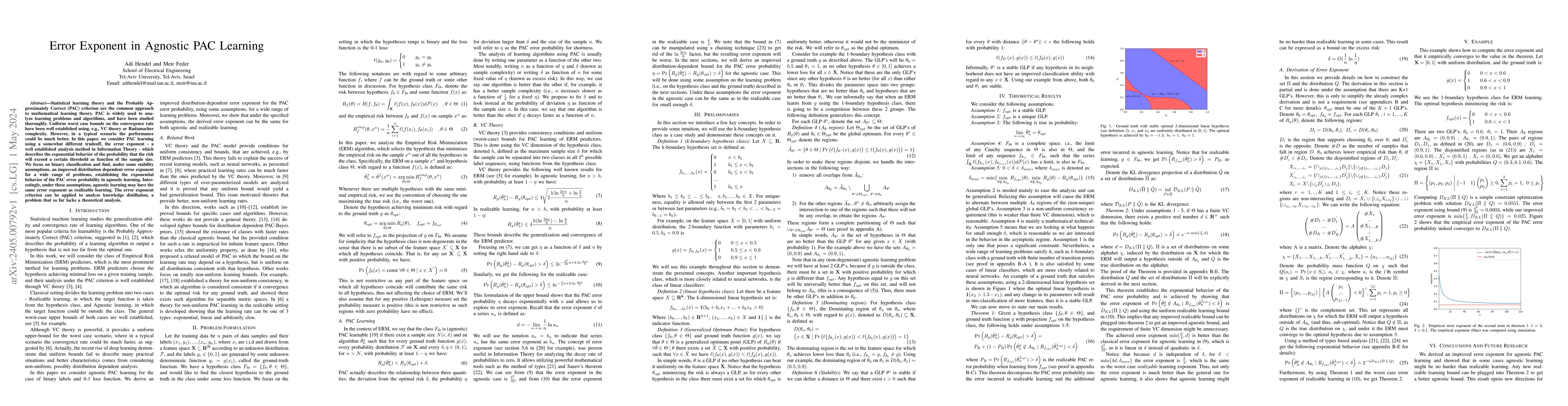 Thumbnail for Error Exponent in Agnostic PAC Learning
