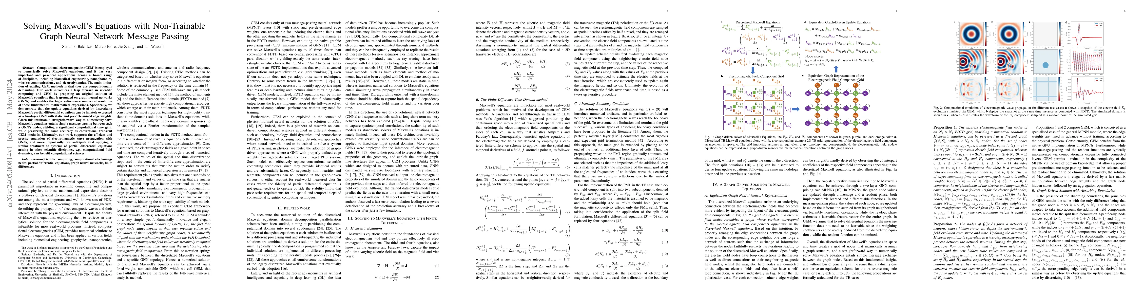 Thumbnail for Solving Maxwell's equations with Non-Trainable Graph Neural Network
  Message Passing
