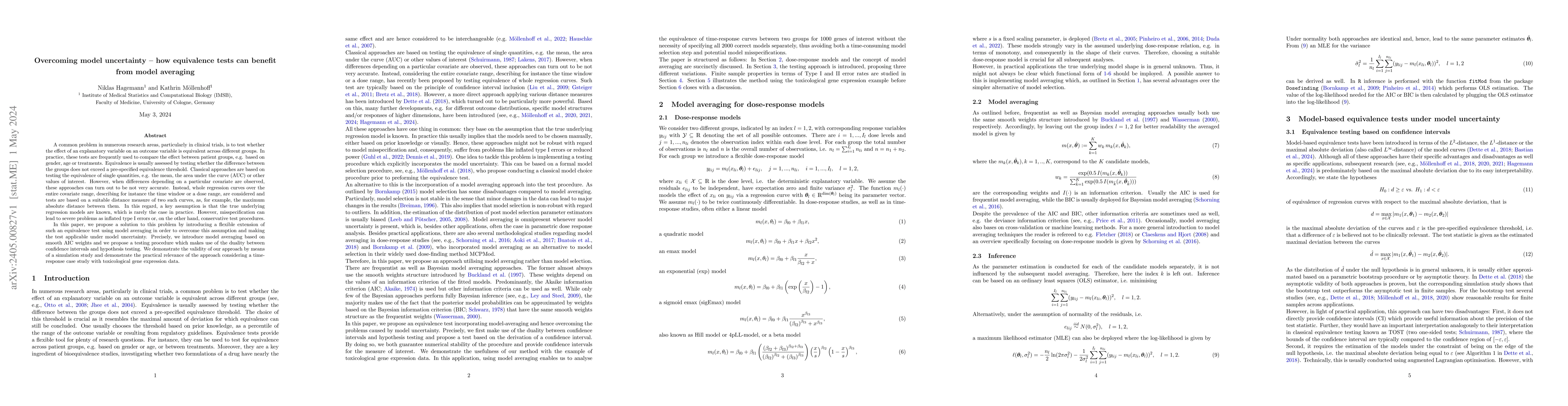 Thumbnail for Overcoming model uncertainty -- how equivalence tests can benefit from
  model averaging