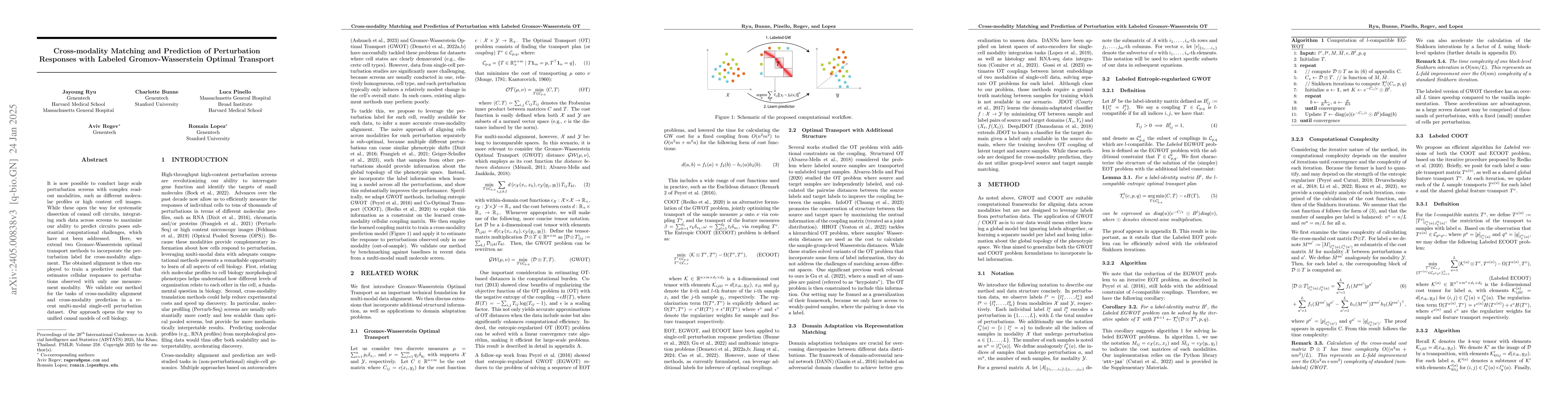 Thumbnail for Cross-modality Matching and Prediction of Perturbation Responses with
  Labeled Gromov-Wasserstein Optimal Transport