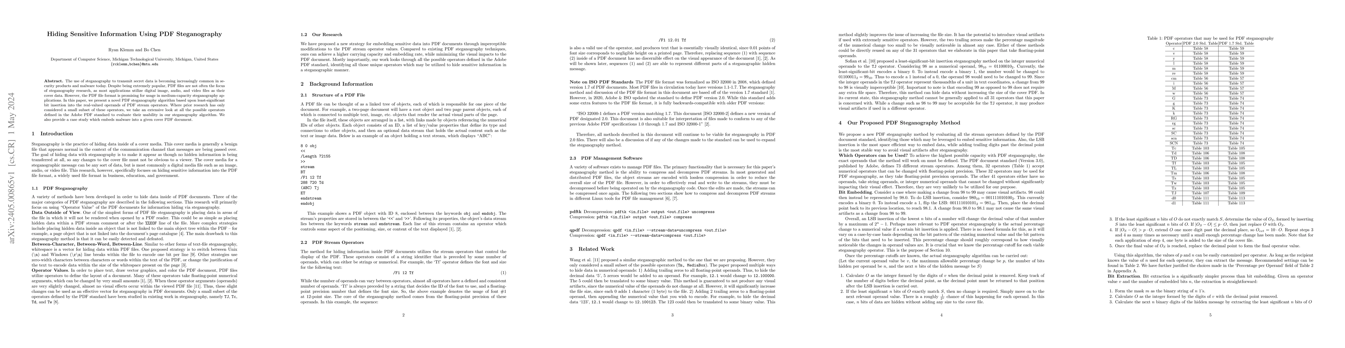 Thumbnail for Hiding Sensitive Information Using PDF Steganography