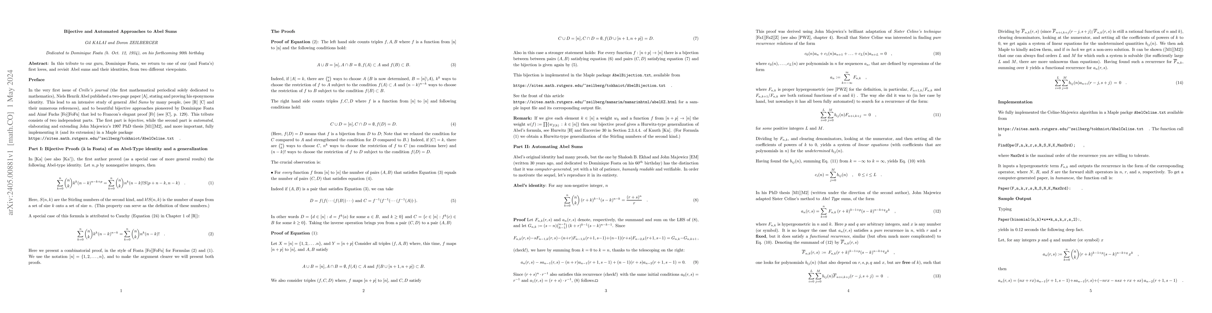 Thumbnail for Bijective and Automated Approaches to Abel Sums
