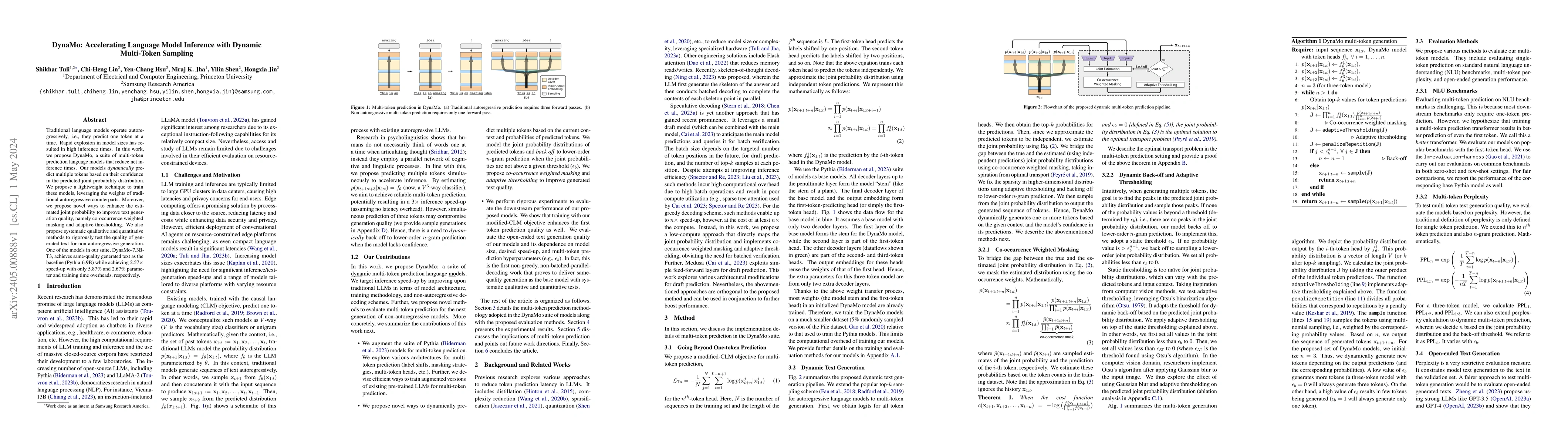 Thumbnail for DynaMo: Accelerating Language Model Inference with Dynamic Multi-Token
  Sampling