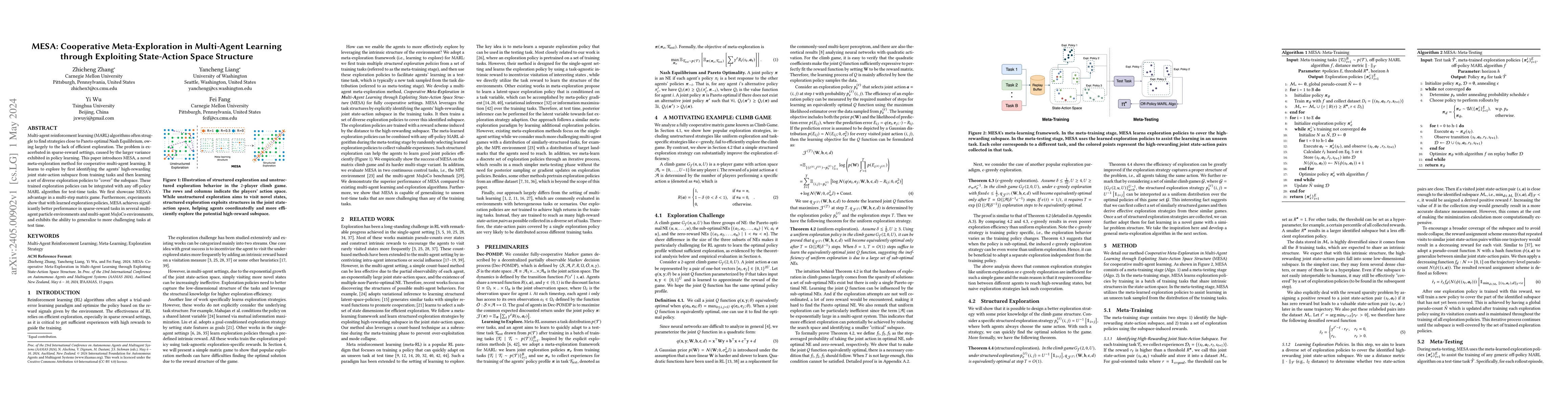 Thumbnail for MESA: Cooperative Meta-Exploration in Multi-Agent Learning through
  Exploiting State-Action Space Structure