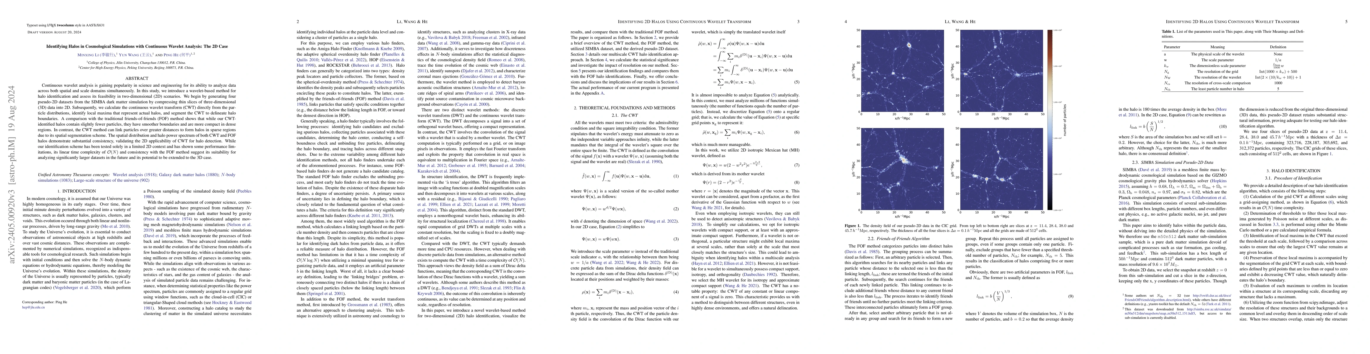 Thumbnail for Identifying Halos in Cosmological Simulations with Continuous Wavelet
  Analysis: The 2D Case