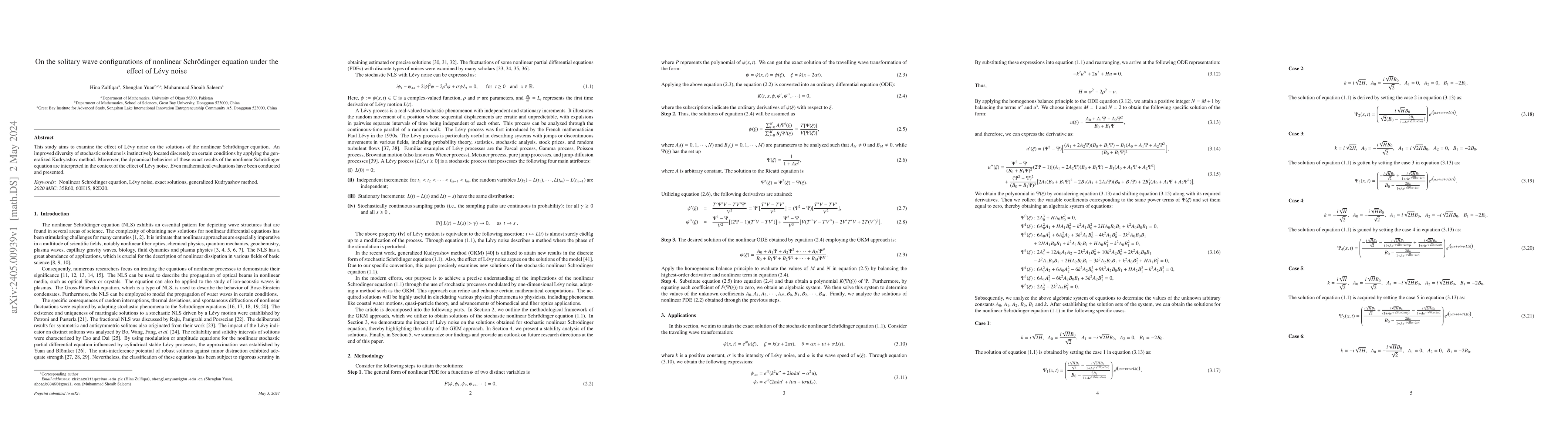 Thumbnail for On the solitary wave configurations of nonlinear Schr\"odinger equation
  under the effect of L\'evy noise