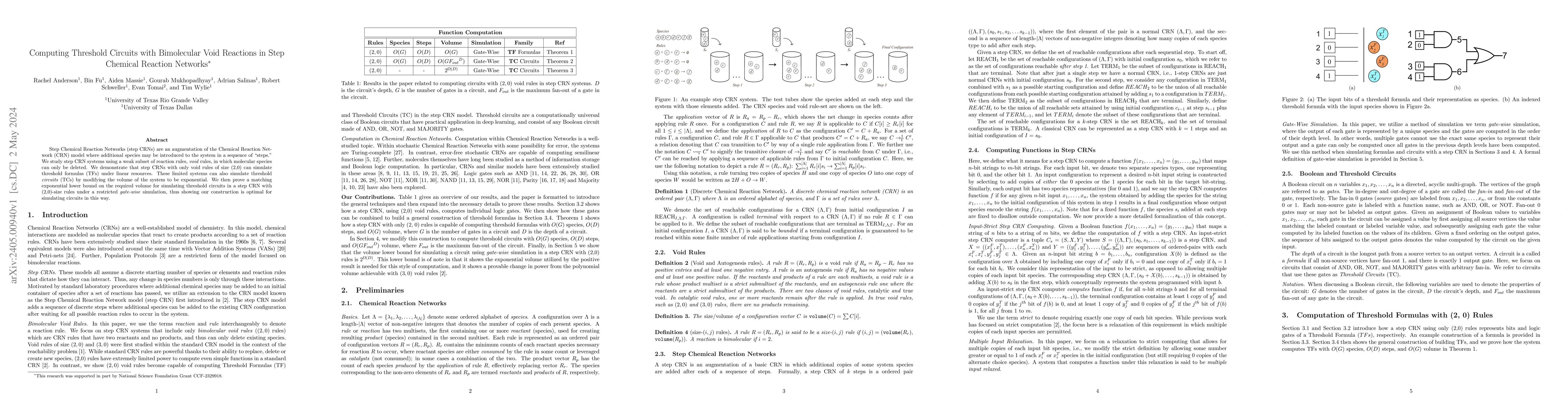 Thumbnail for Computing Threshold Circuits with Bimolecular Void Reactions in Step
  Chemical Reaction Networks