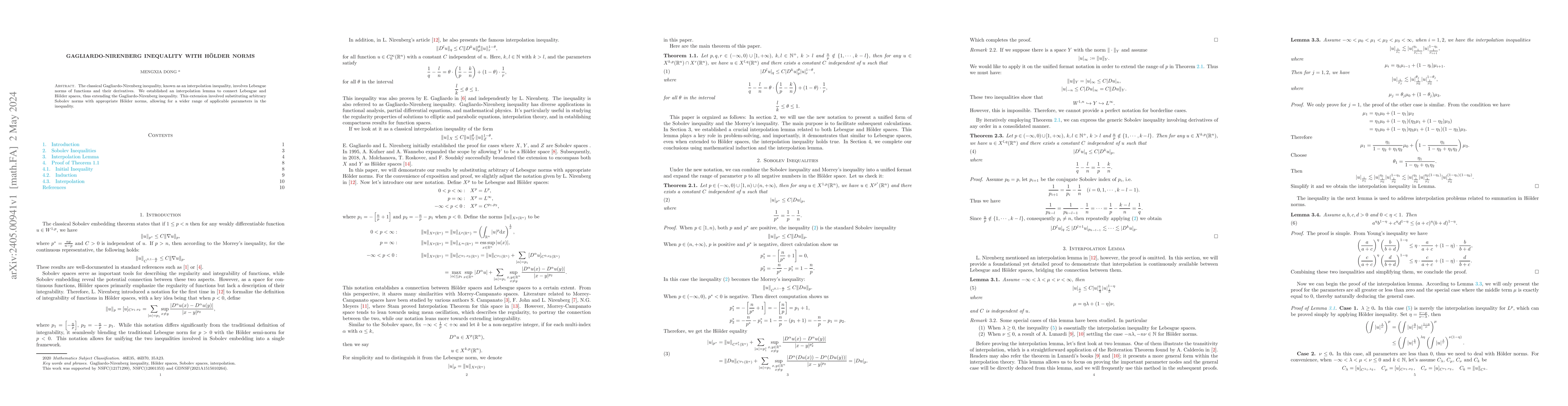 Thumbnail for Gagliardo-Nirenberg inequality with H\"older norms