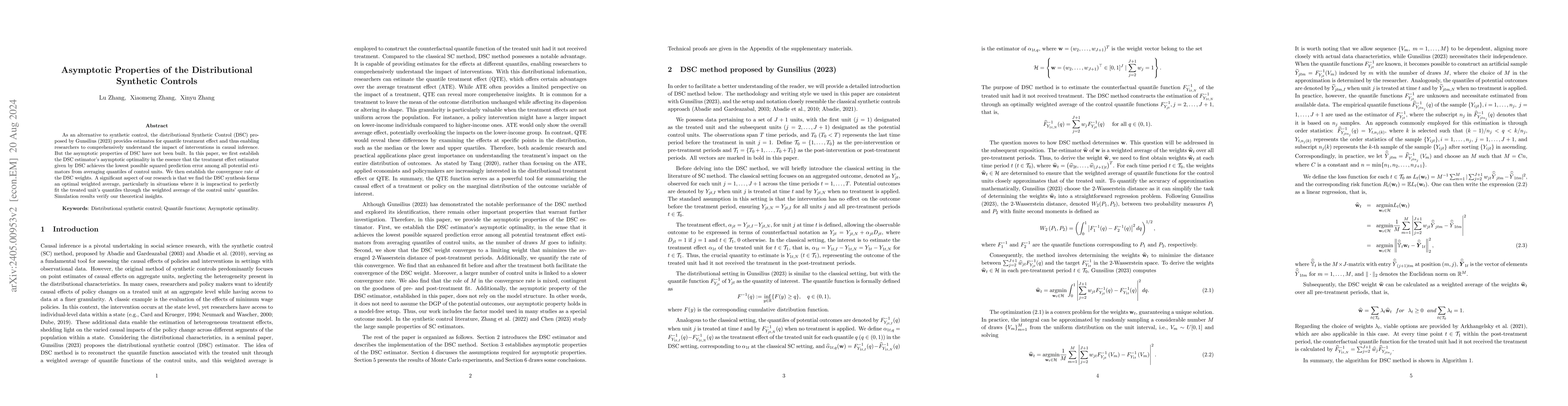 Thumbnail for Asymptotic Properties of the Distributional Synthetic Controls