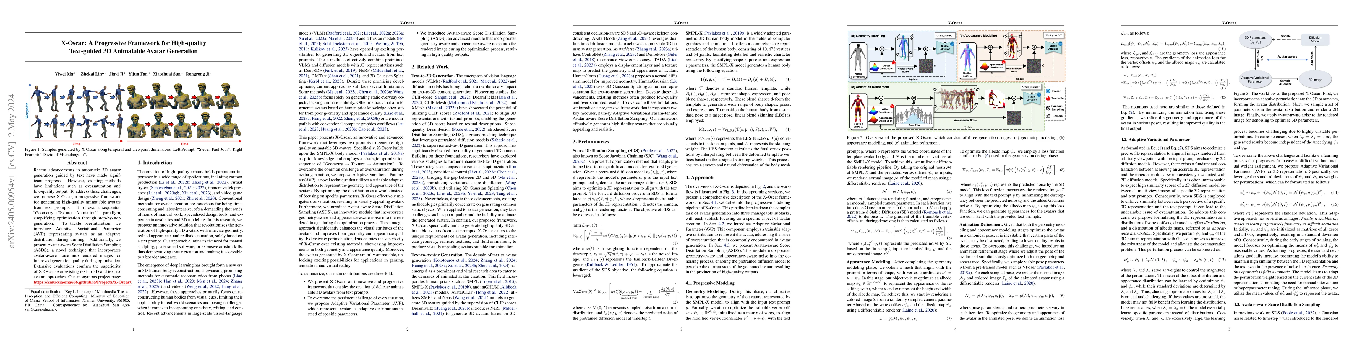 Thumbnail for X-Oscar: A Progressive Framework for High-quality Text-guided 3D
  Animatable Avatar Generation
