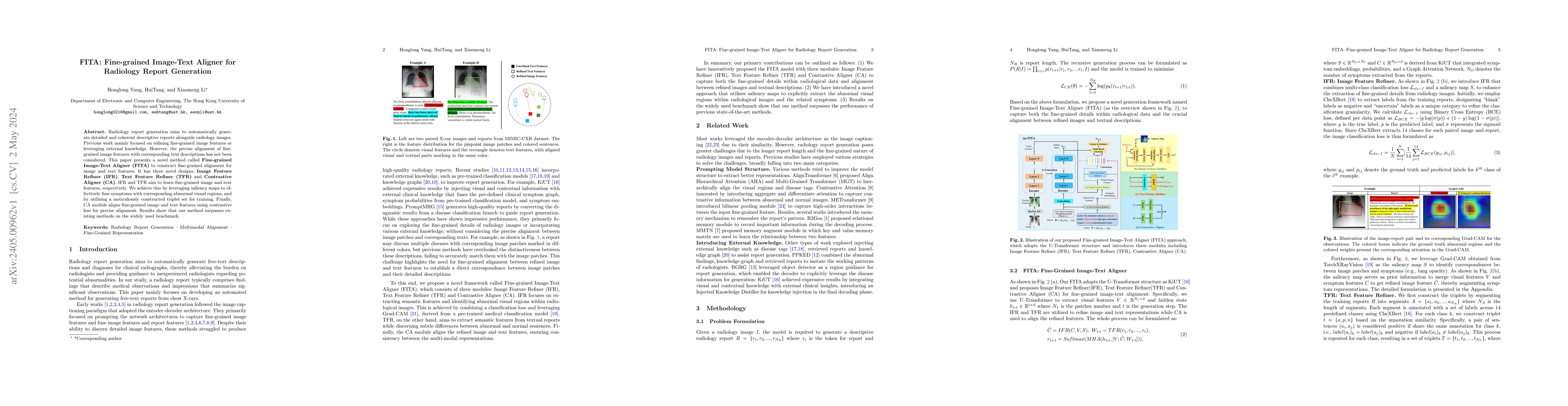 Thumbnail for FITA: Fine-grained Image-Text Aligner for Radiology Report Generation