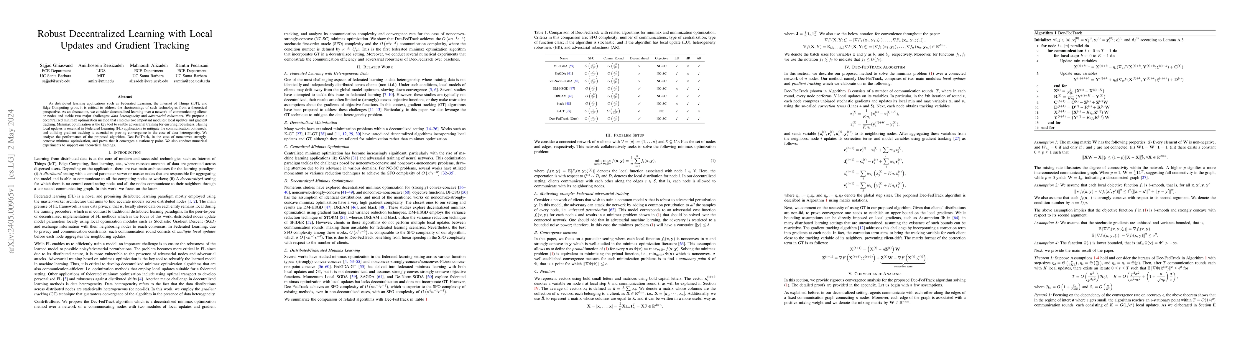 Thumbnail for Robust Decentralized Learning with Local Updates and Gradient Tracking