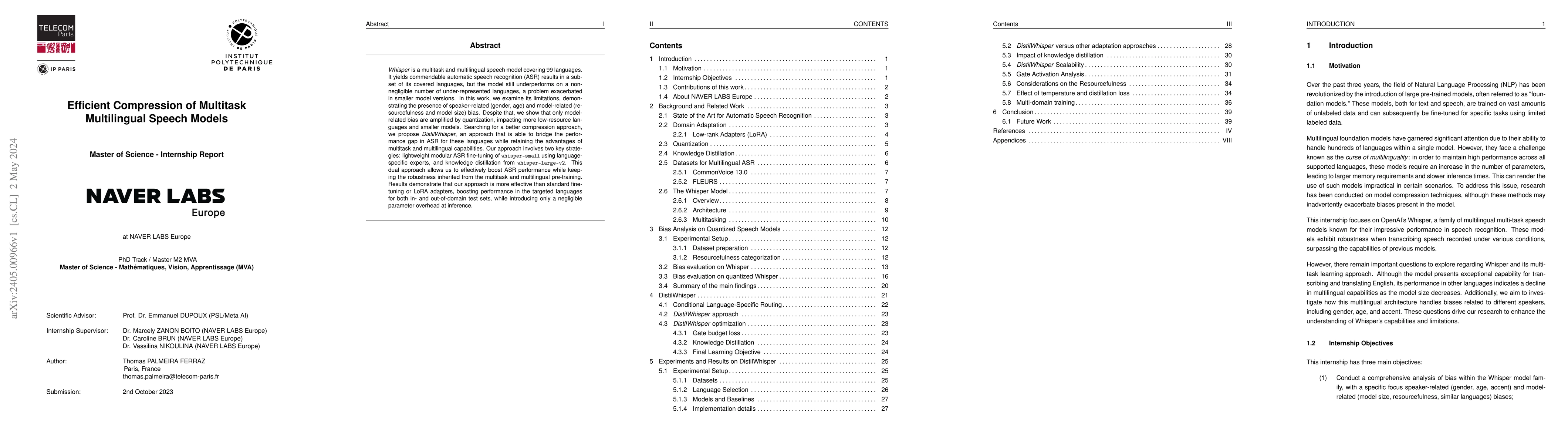 Thumbnail for Efficient Compression of Multitask Multilingual Speech Models