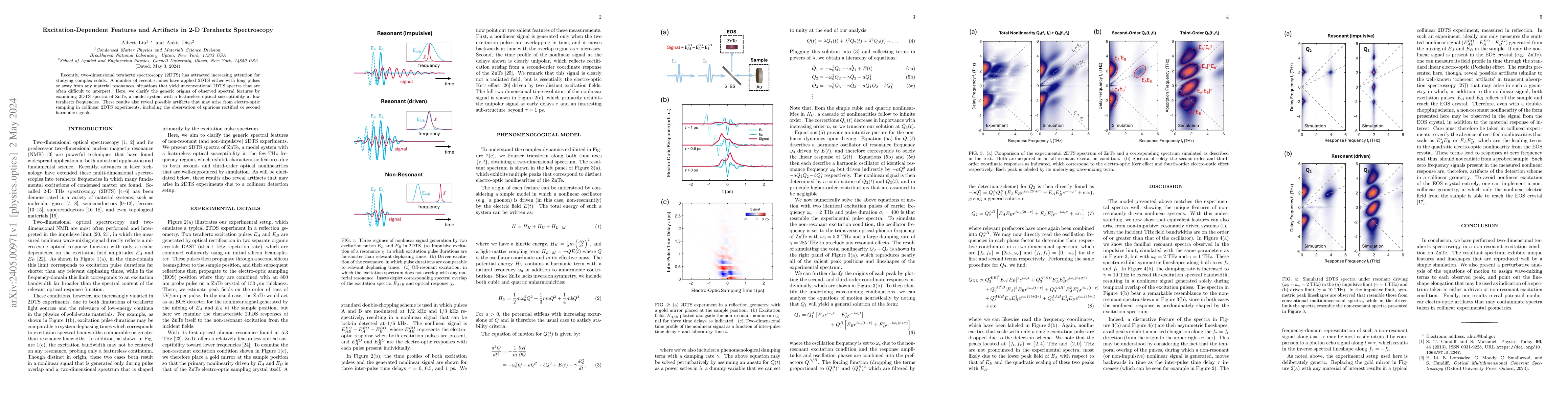 Thumbnail for Excitation-Dependent Features and Artifacts in 2-D Terahertz
  Spectroscopy