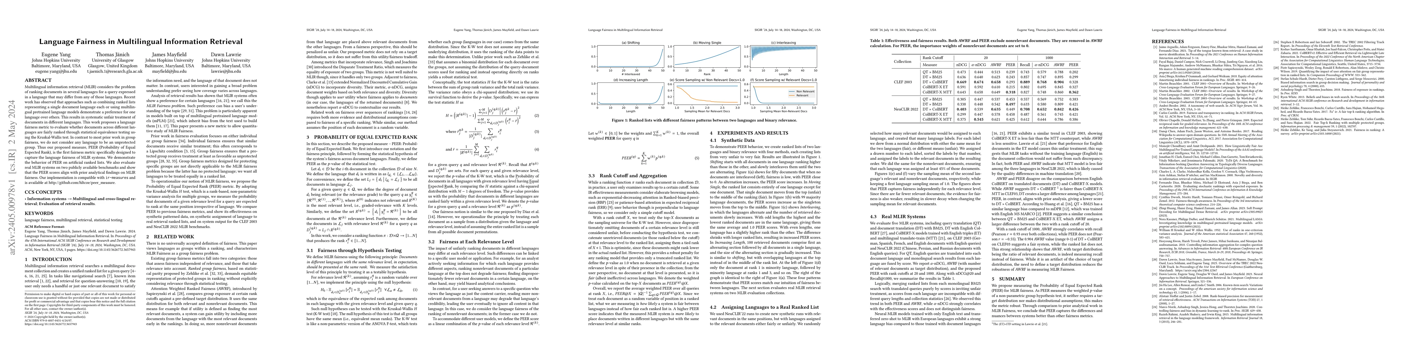 Thumbnail for Language Fairness in Multilingual Information Retrieval