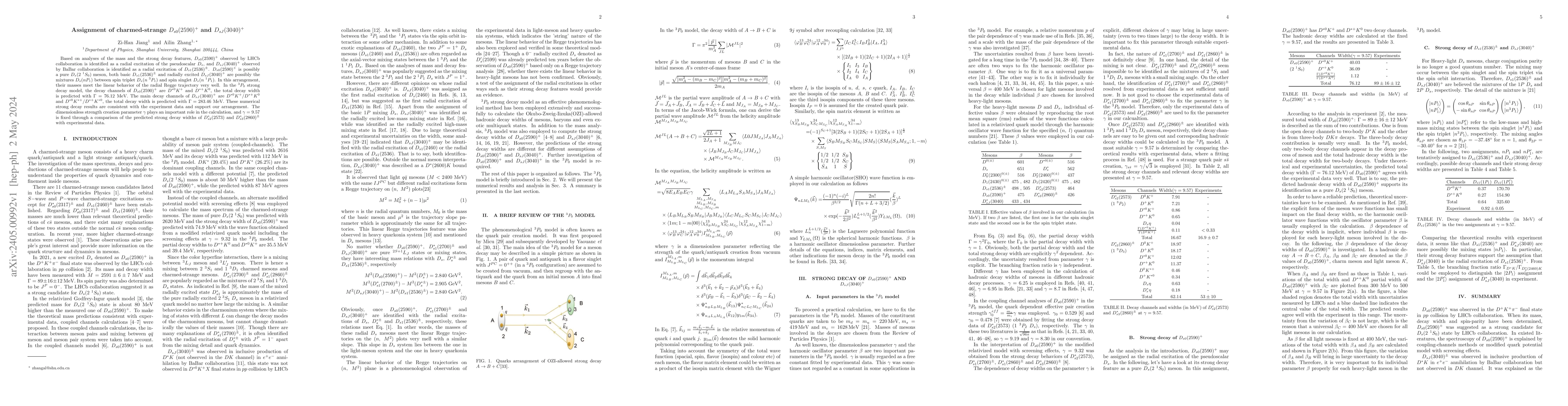Thumbnail for Assignment of charmed-strange $D_{s0}(2590)^+$ and $D_{sJ}(3040)^+$