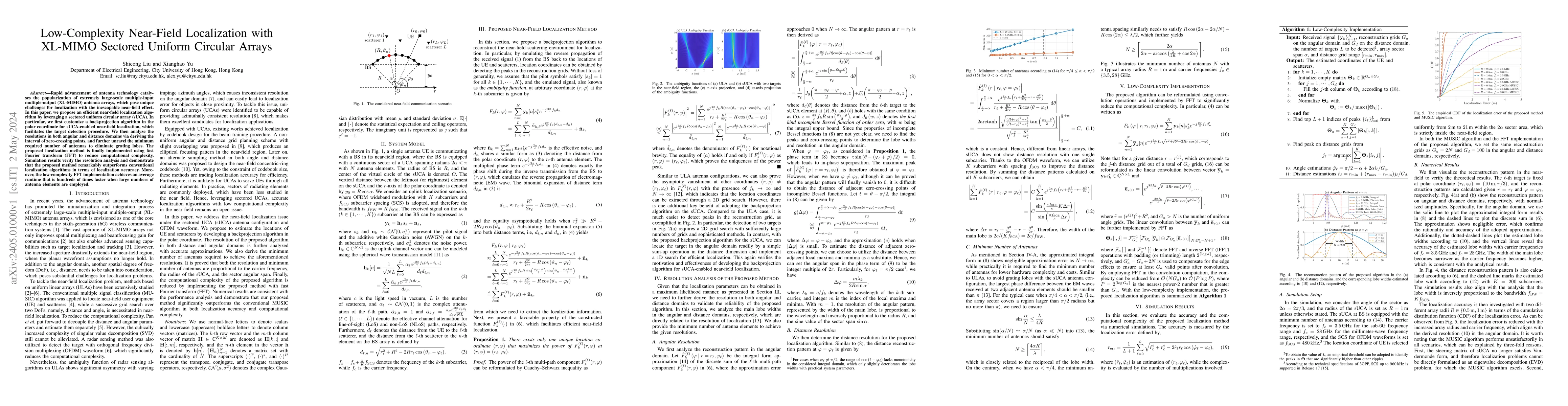 Thumbnail for Low-Complexity Near-Field Localization with XL-MIMO Sectored Uniform
  Circular Arrays