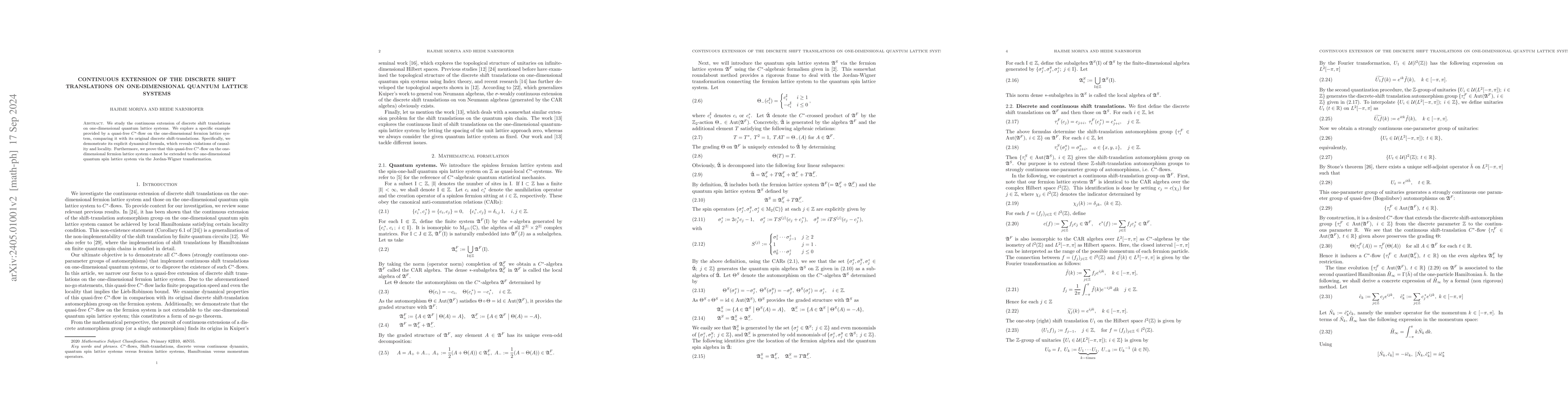 Thumbnail for Continuous extension of the discrete shift translations on
  one-dimensional quantum lattice systems