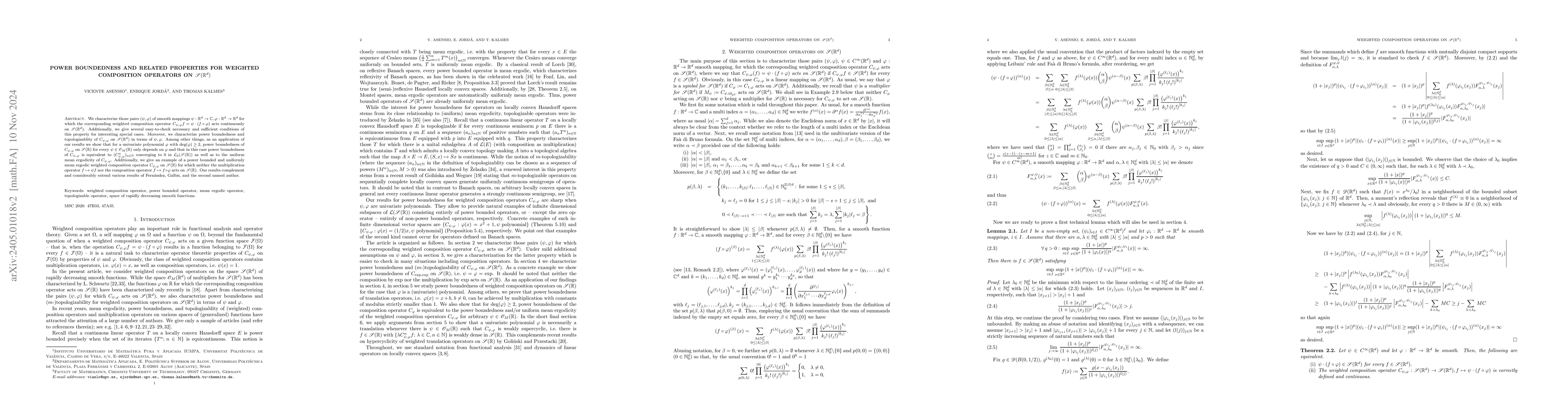 Thumbnail for Power boundedness and related properties for weighted composition
  operators on $\mathscr{S}(\mathbb{R}^d)$